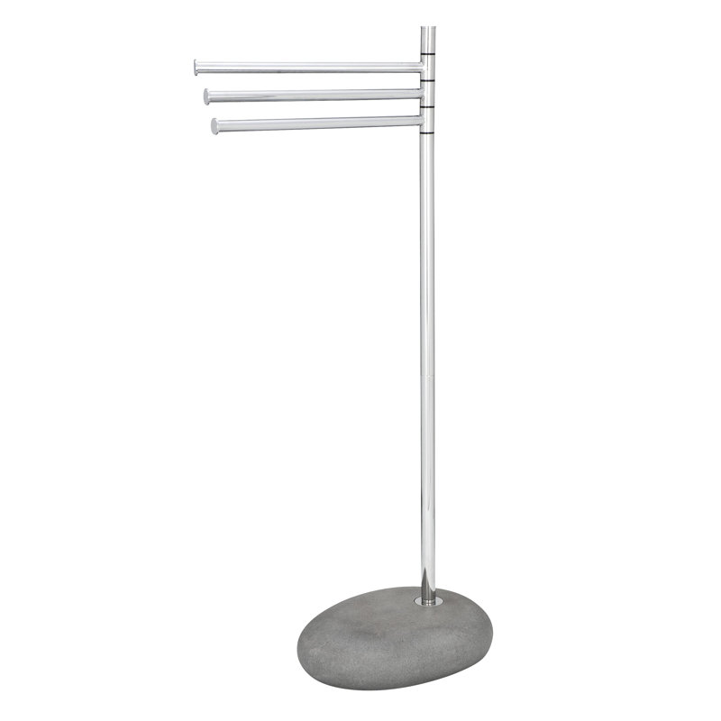Pebble Stone 3 Towel Stand, Grey/Brown/Blue