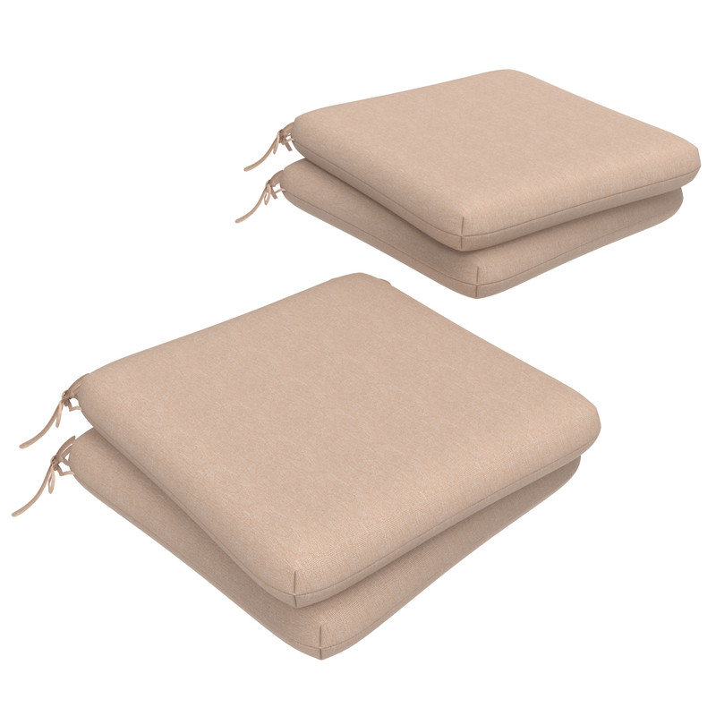Outdoor Square Dining Chair Cushions, 3" Foam Replacement Cushion, 4, Beige