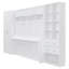 Grand lit escamotable mural blanc avec placard, tiroirs de rangement et tablettes - Lit convertible peu encombrant