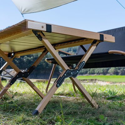 Folding Camping Table Beech Wood Portable Lightweight Roll-up Picnic Table With Carrying Bag For Outdoor, Backyards, Bbq, Beach, Party, Patio(natural Wood & 35.4")