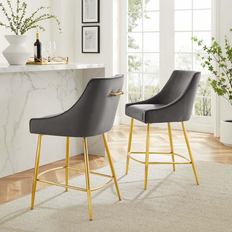 Modway Discern Bar Stools - Set of 2, Gray, Counter Stool (25.5" Seat Height)