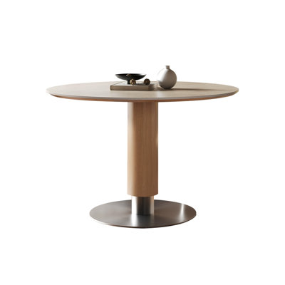 White&Burlywood Round Sintered Stone Dining table