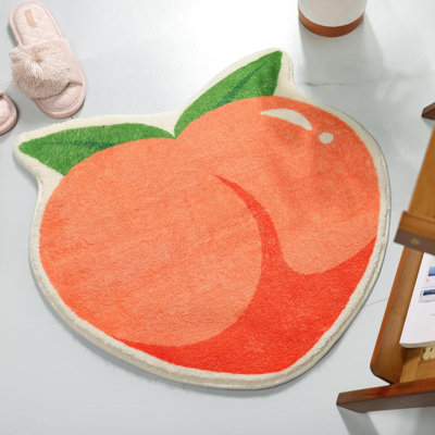  Tapis de bain pêche, tapis de salle de bain Peachy Fruit pour salon et chambre à coucher, petit tapis lavable antidérapant