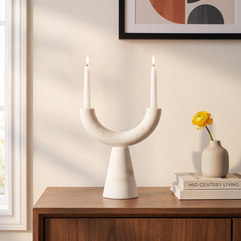 10'' H Marble Tabletop Candelabra