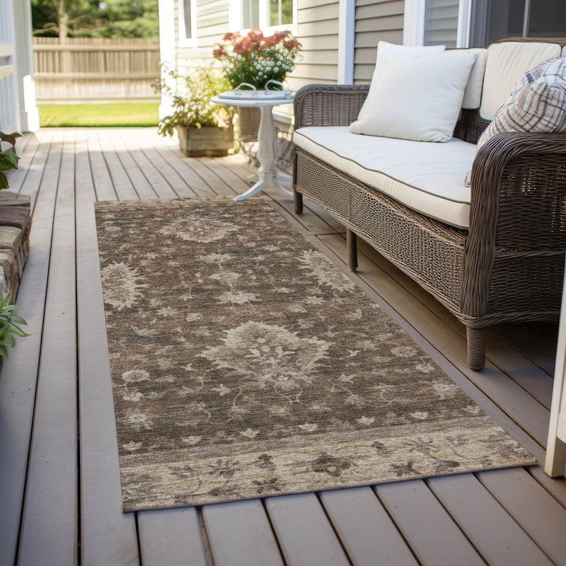 Machine Washable Indoor/Outdoor Xhevrie Brown Rug, Runner 2'3" x 7'6"