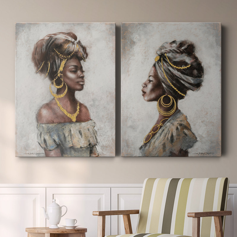 Beauté et grâce - ensemble de 2 reproductions d'art, H 40 po x l 60 po x P 1 po, Toile tendue, Pas de tapis