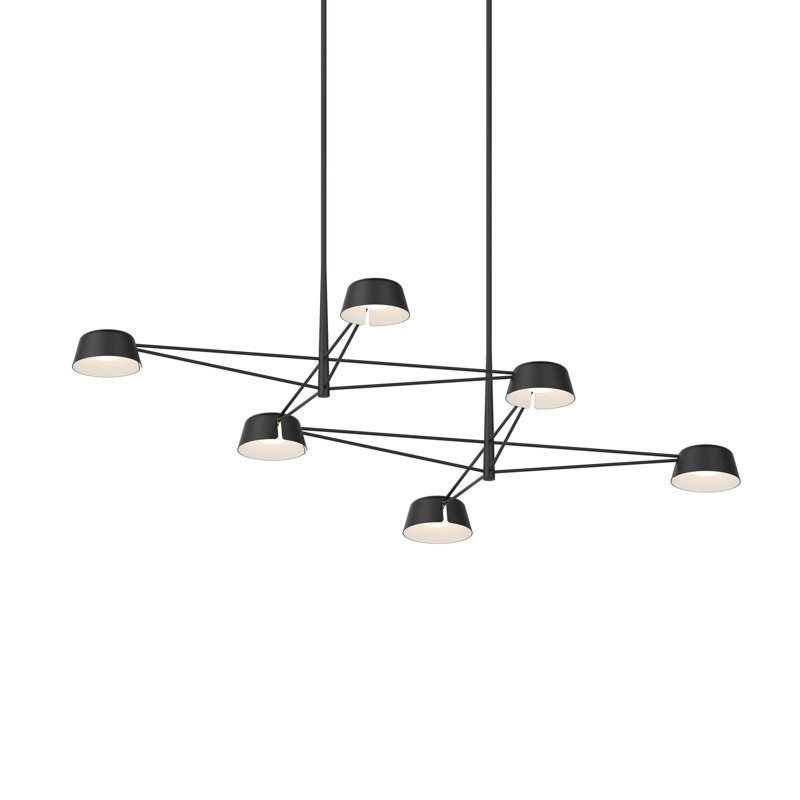 Ray 6 - Light LED Chandelier, Satin Black, Satin Black