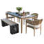  Posey 6 pièces Table de salle à manger en marbre avec banc et chaises en osier de blé-1996124235