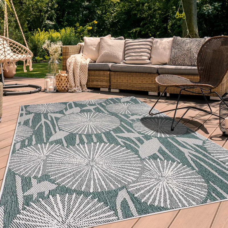Montufar Floral Hand Woven Indoor / Outdoor Area Rug, Rectangle 160 x 230cm