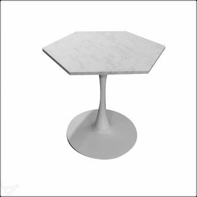 Table basse hexagonale moderne avec plateau en marbre imprimé blanc et base en métal durable pour des espaces de vie élégants