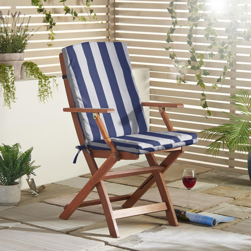 Garden Back and Seat Cushion, Blue Striped