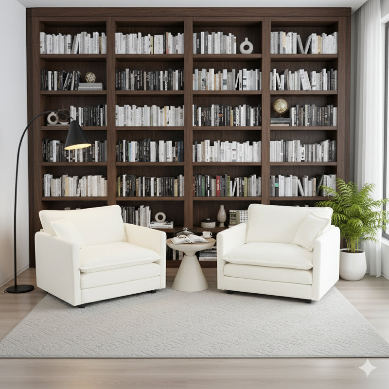 Ensemble de canapé-lit 2 places Modern Comfy, Chenille blanche