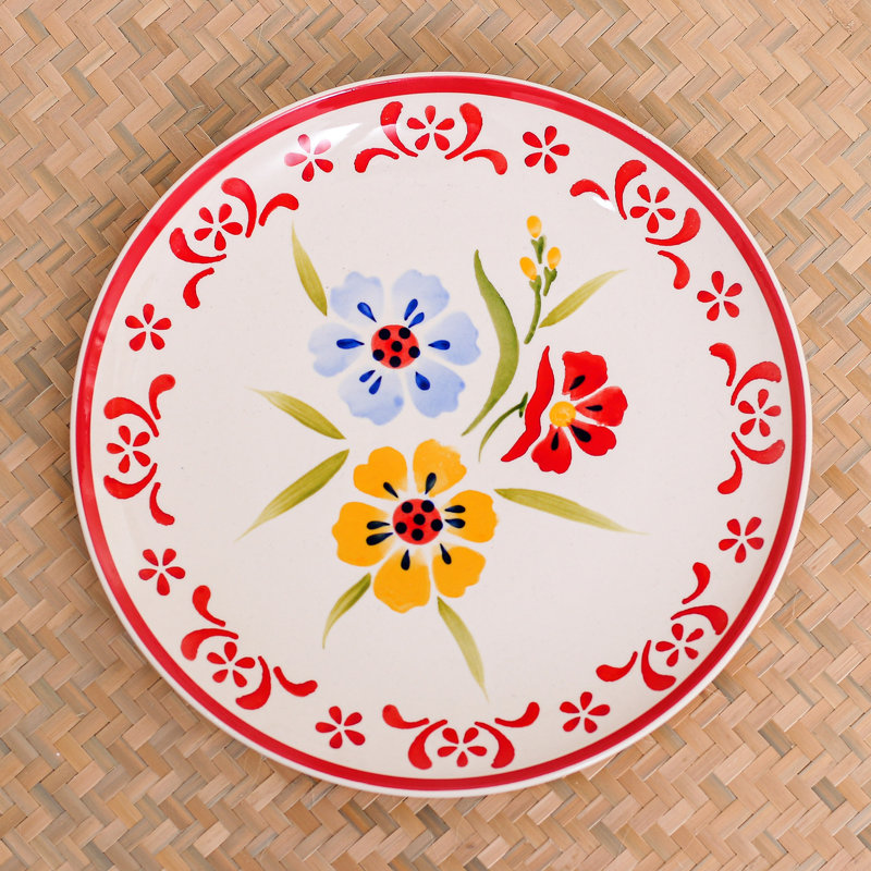 Handmade Earthenware Dinner Plate, Red