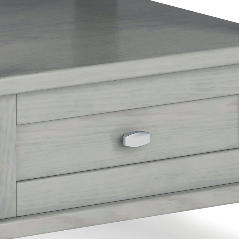 Fog Grey Solid Wood End Table with Storage Drawer