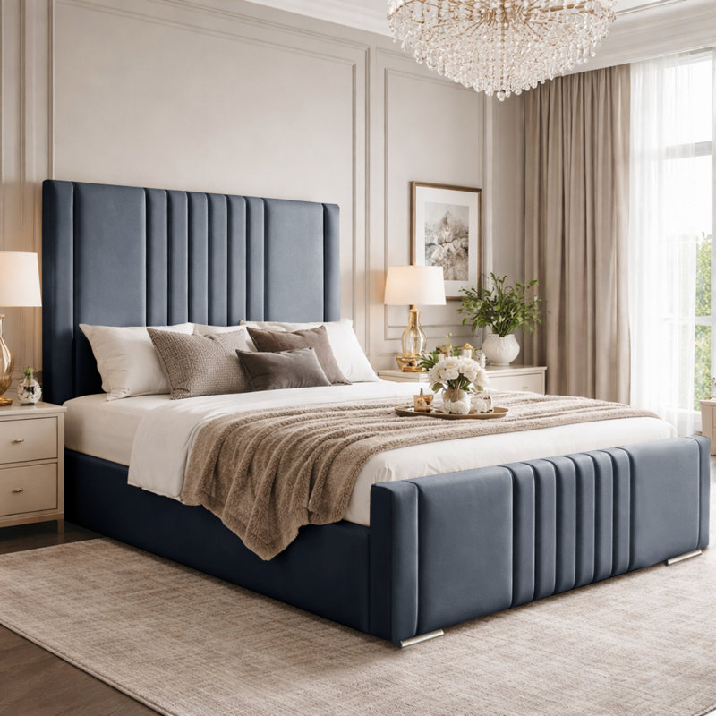 Upholstered Bed, Steel, Double (4'6)