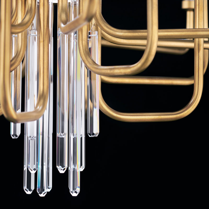 Calliope 16 Light Crystal LED Linear Chandelier, Soft Gold