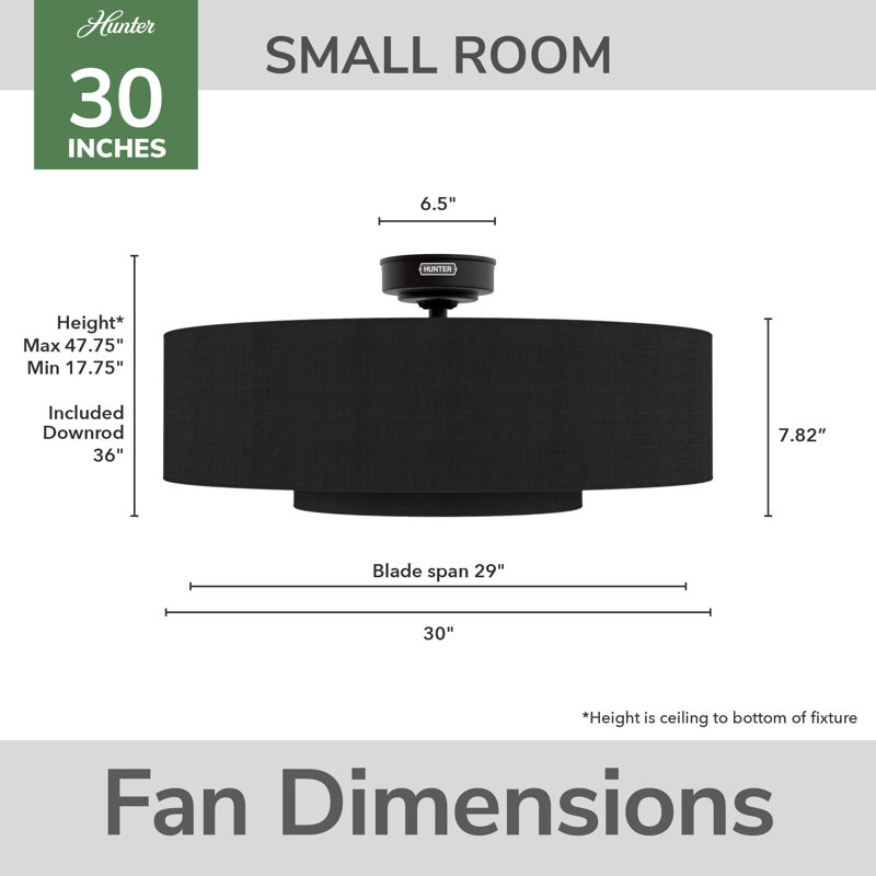 Jasmine Roth x Hunter 30 inch Brookside Fandelier Ceiling Fan with Lights and Remote, Matte Black
