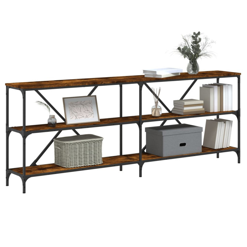 Console en bois d'ingénierie et en fer, H 29,5 po x l 78,7 po x P 11,8 po, Chêne fumé