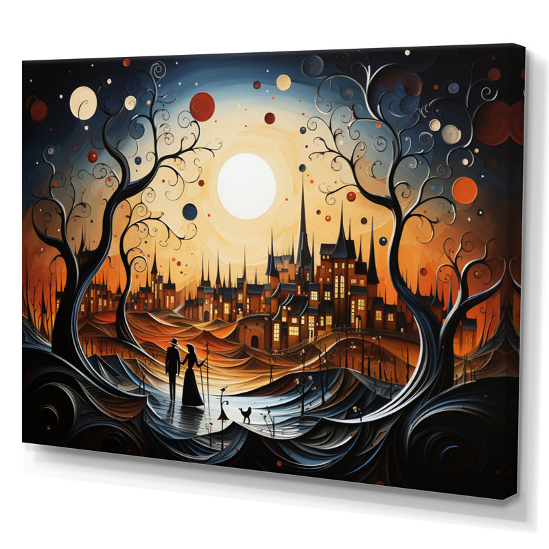 Abstrait, couple romantique, paysage, H 12 po x l 20 po, Toile tendue