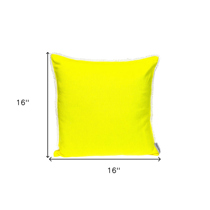 Coussin décoratif 16 po en coton jaune