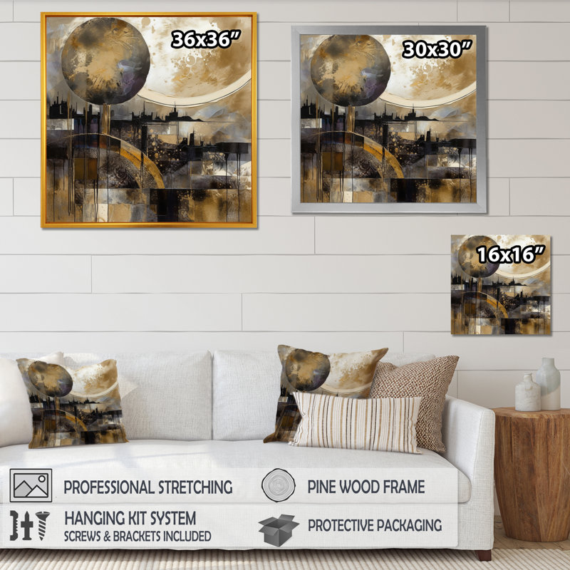 Claghorn Exploring The Evolving Golden Moon II, Black Picture Framed, 16" H x 16" W x 1" D