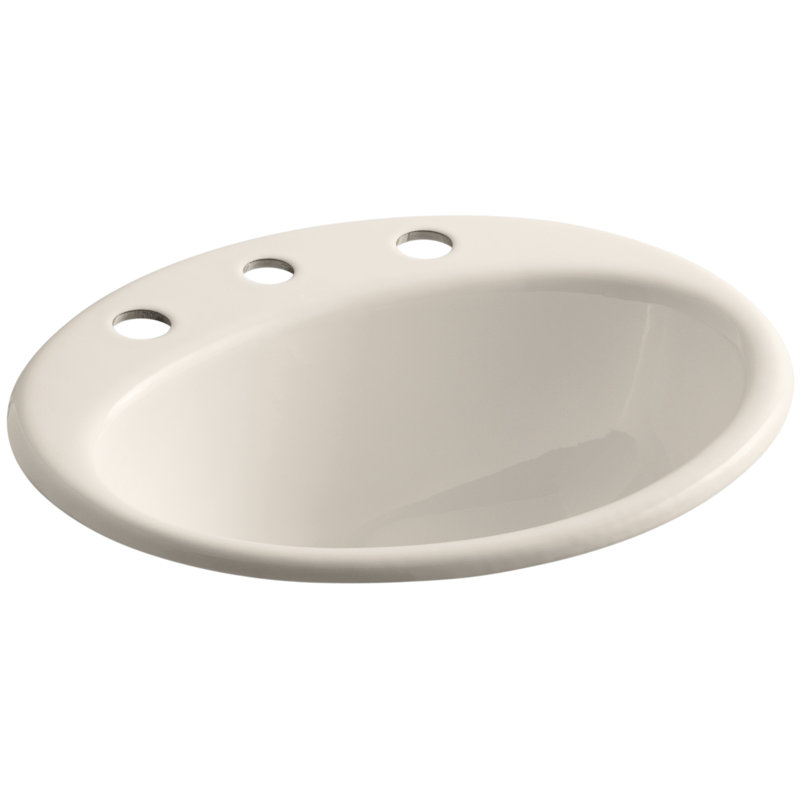 Farmington Metal Oval Drop-In Bathroom Sink with Overflow, Black Black, 8" Center