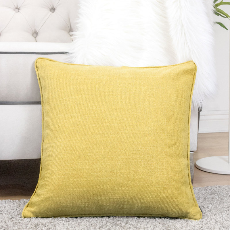 Shyrock Square Pillow Cover & Insert, Mustard