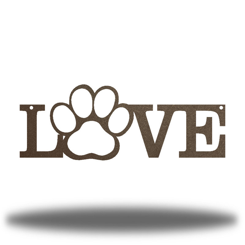 Décoration murale «Love Paw», Rouille, H 8,75 po x l 24 po x P 0,01 po