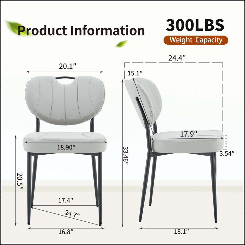Chaise de salle à manger en cuir de qualité supérieure avec éponge à haute résilience - ensemble de 2, 2