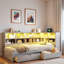 Lit de jour moderne avec 2 tiroirs de rangement, armoires de rangement, lumière DEL et ports USB-2033251323