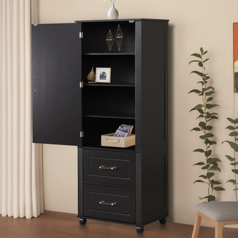 Armoire à linge Akshar, Noir mat