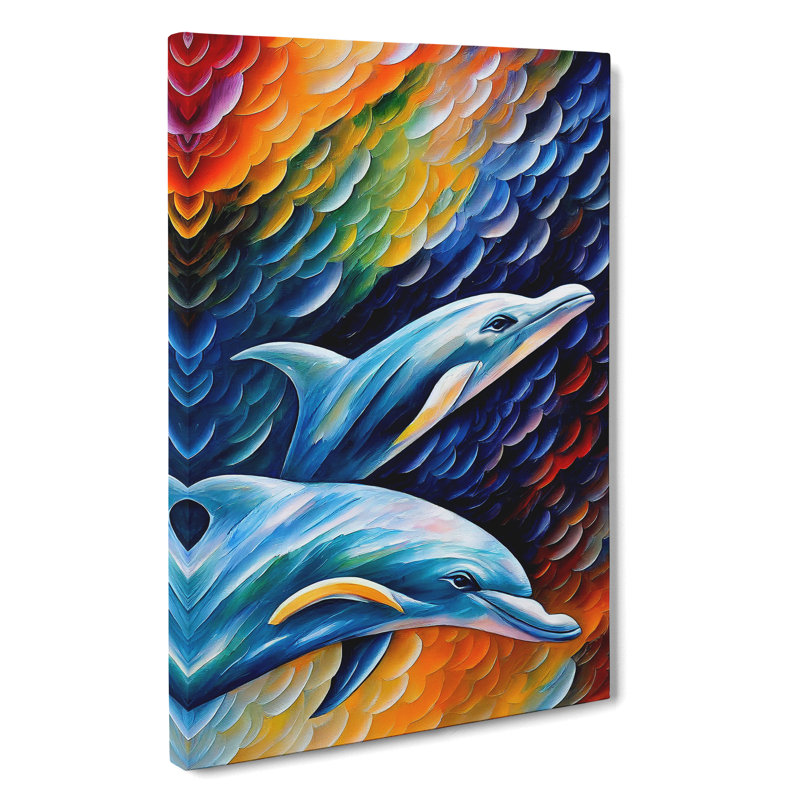 Two Dolphin No.3 - Wrapped Canvas, 76" H x 50" W