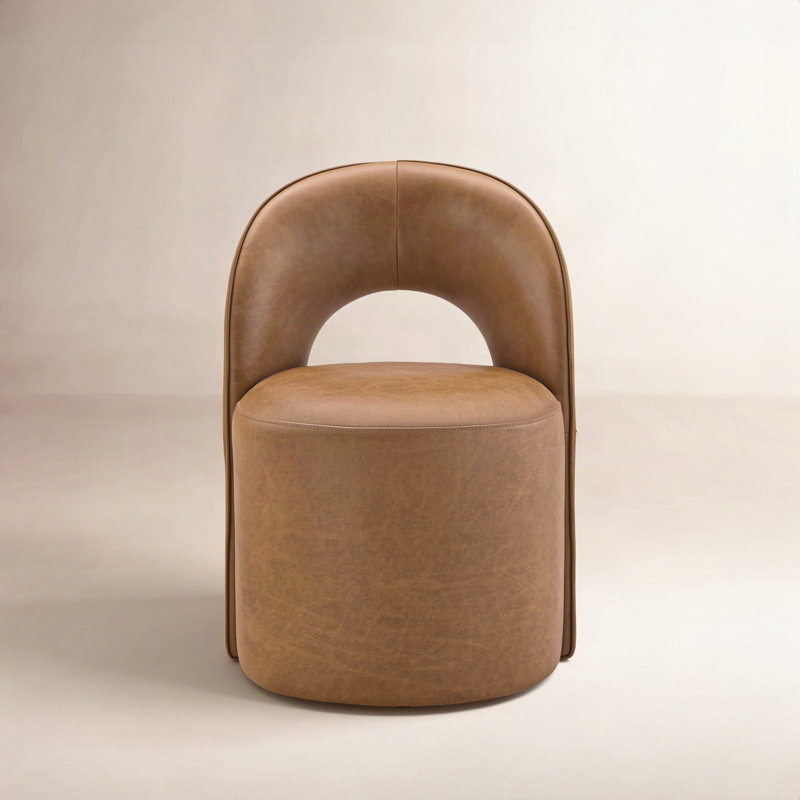 Neta 20.1'' H Top Grain Leather Upholstered Side Chair