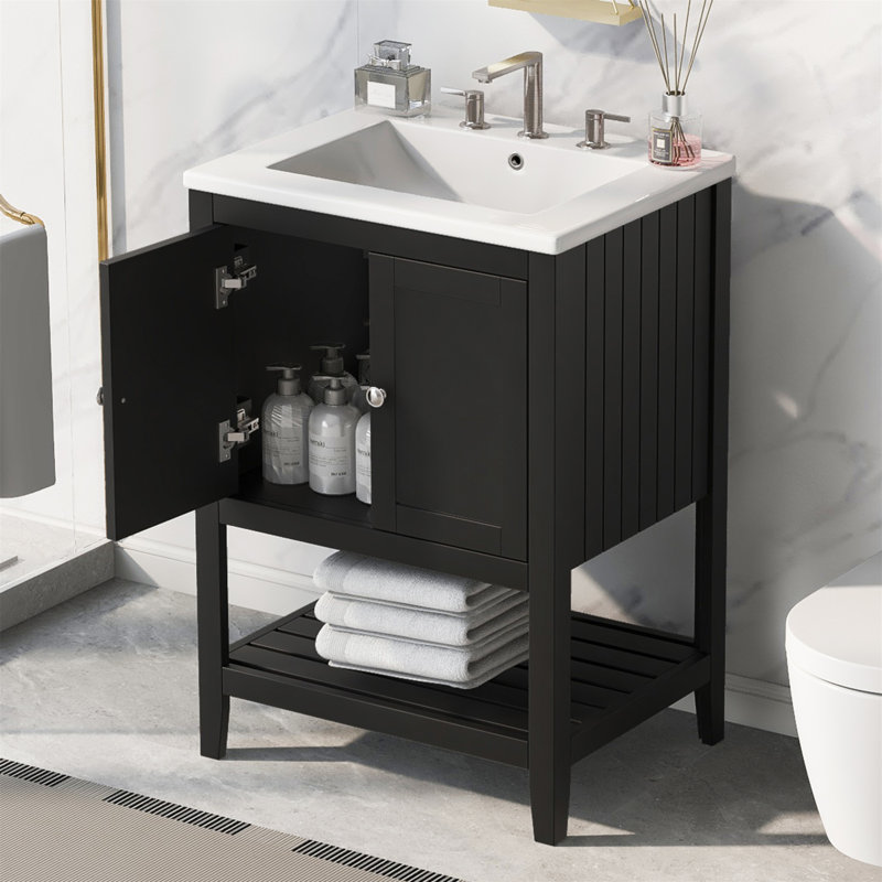 Charmant meuble-lavabo avec construction robuste et rangement pratique