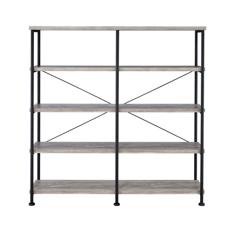 Bibliothèque ouverte à 4 tablettes en bois flotté gris et noir