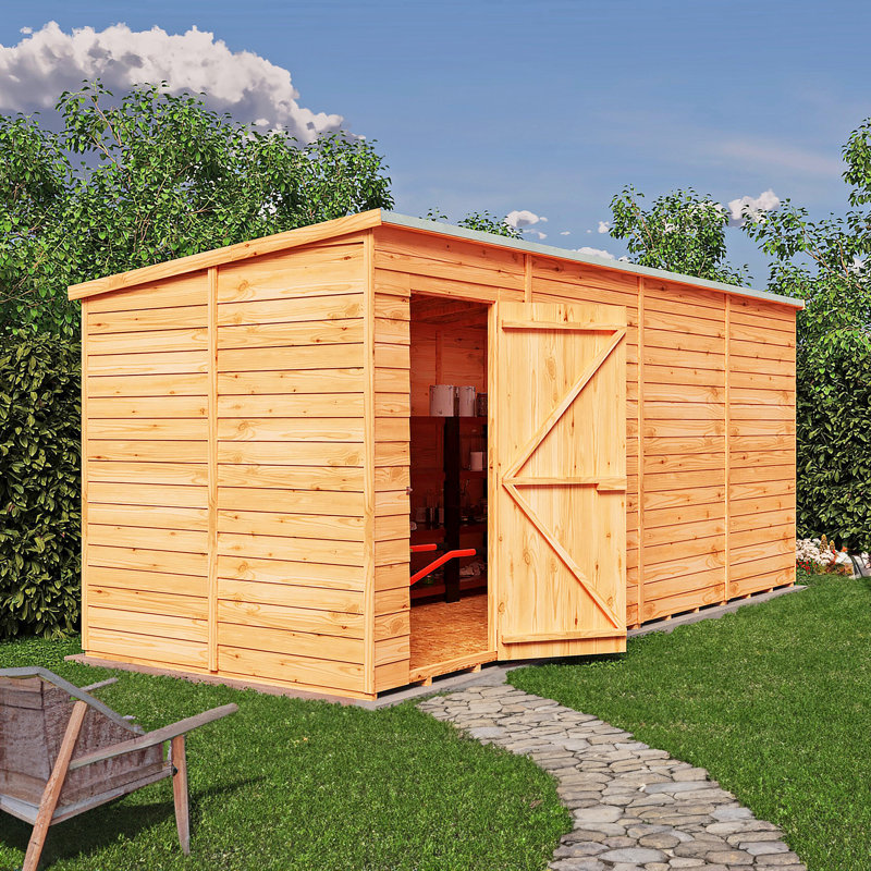Garden Value 16 ft. W x 6 ft. D Wood Overlap Pent Storage Shed