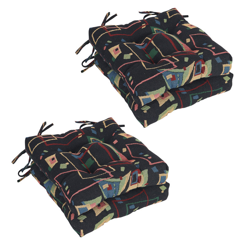 16-Inch Square Woven Tapestry Tufted Chair Cushions (Set Of 4)