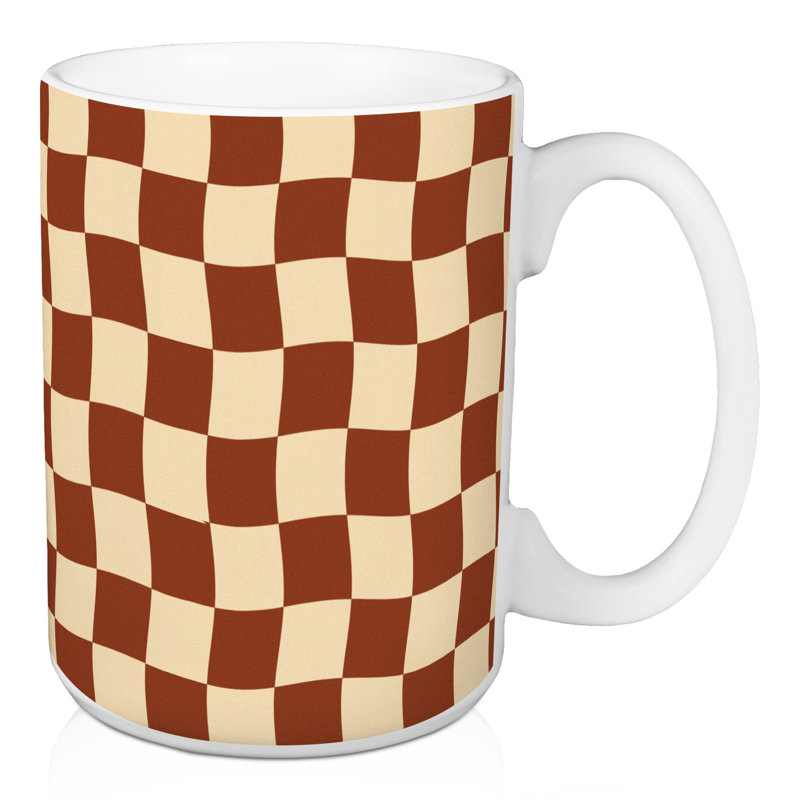 Tasse à café brune à motif ondulé