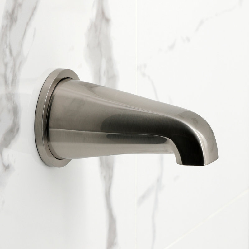 Kingston Brass Convergent Triple-Handle Tub and Shower Faucet with Knurled Handle, Brushed Nickel