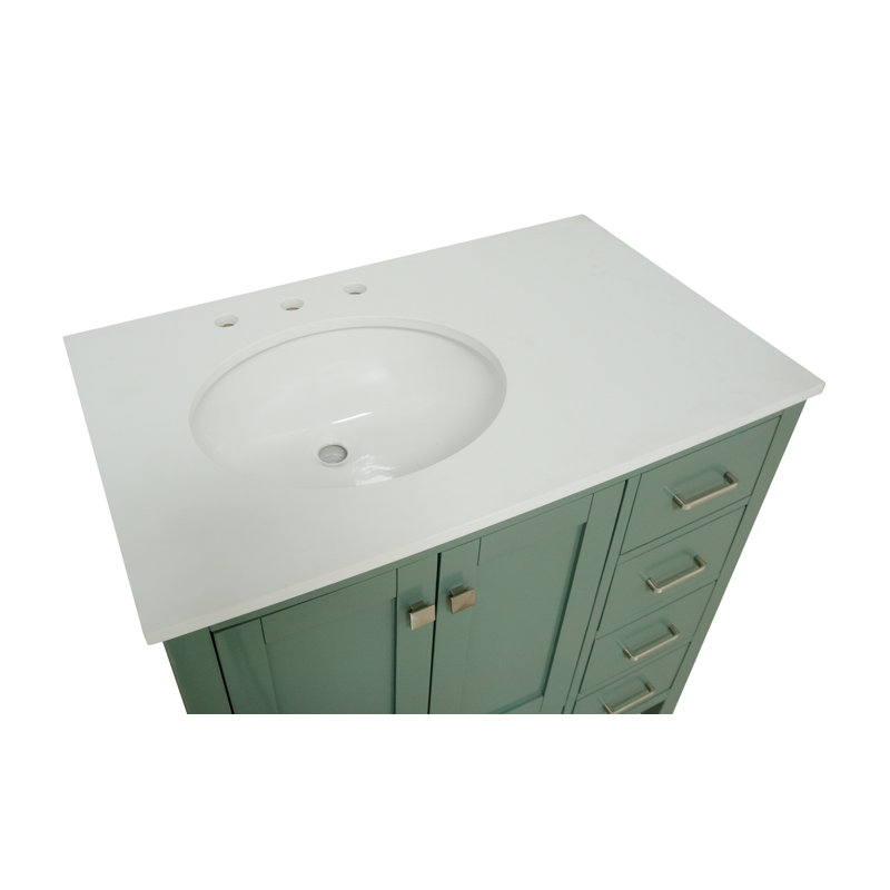 Ensemble de meuble-lavabo simple 36 po Claudett, Vert sauge, Engineered White