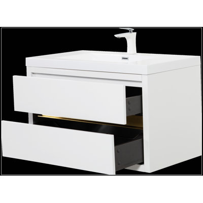 Wall-Mounted Bathroom Vanity with Sink, Floating Storage Cabinet for Modern Bathrooms, Featuring Countertop and Soft Close Drawers for Enhanced Functionality