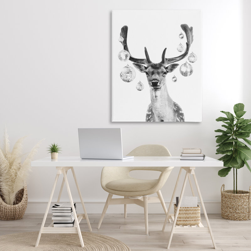 Art mural sur toile Disco Balls & Fawn par Victoria Barnes, H 40 po x l 30 po x P 1,5 po