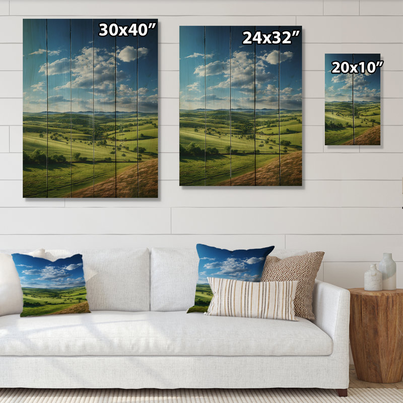 Samford Kentucky Landscape Field sur impression de bois, H 32 po x l 24 po x P 0,78 po