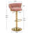 George Set of 2 Bar Stools with Woven Velvet Upholstered Backrest, Height Adjustable Counter Stools, Swivel Kitchen Stools for Kitchen Island, Bar, Pink-525249086-525249085