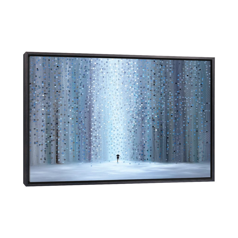 «Rainy Stroll», reproduction d'art, H 18 po x l 26 po x P 1,5 po, Cadre noir vieilli