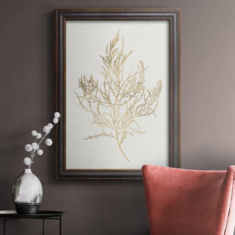 Toile encadrée de qualité supérieure avec algues dorées III - prête à être accrochée, H 20 po x l 16 po x P 2,5 po