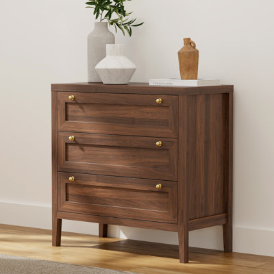 Commode 3 tiroirs avec poignées dorées, armoire de rangement moderne pour chambre à coucher, salon, vestibule
