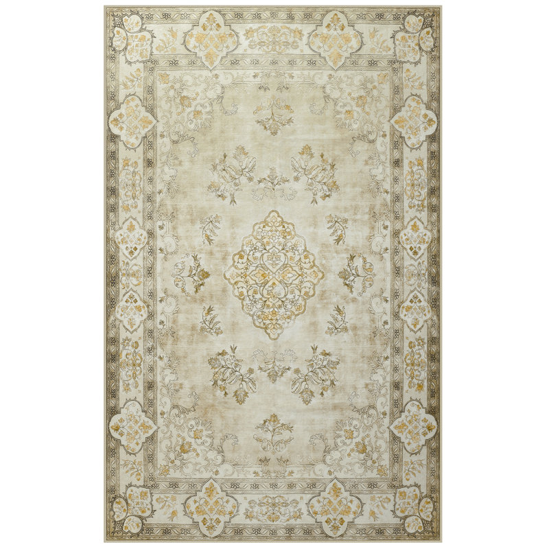 Large Oriental Floral Living Room Rug Washable Bedroom Rug Non-Slip Colorful Vintage Accent Floor Carpet For Home Decor