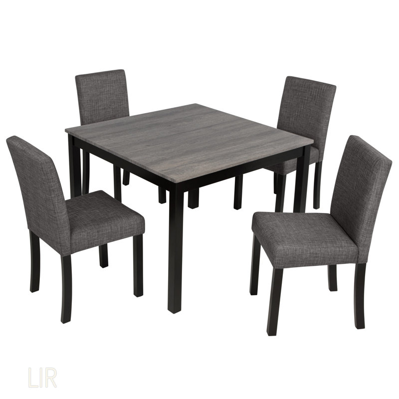 Ensemble de table de salle à manger 5 pièces avec 4 chaises, moderne et durable pour les dîners de famille et les rassemblements, conception compacte pour les cuisines et les salles à manger compactes