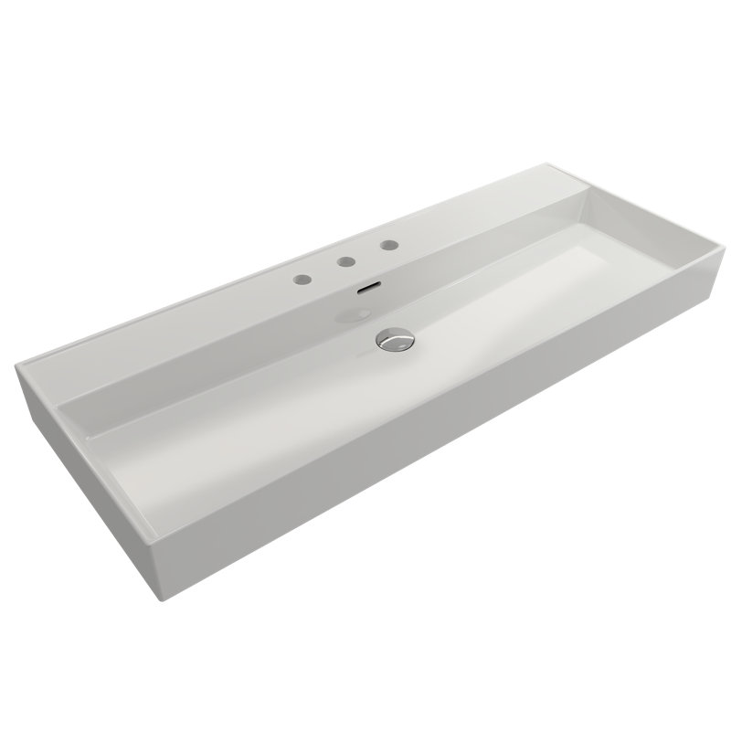 Milano 47.4'' L Bathroom Sink, White, Single-Hole